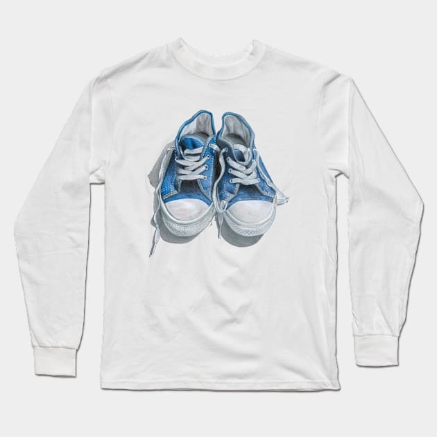 Blue Canvas Shoes Long Sleeve T-Shirt by Sandra Warmerdam